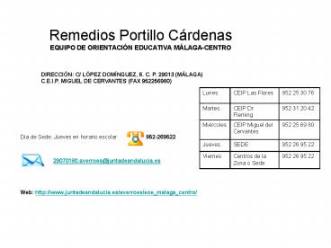 Remedios Portillo Crdenas EQUIPO DE ORIENTACIN EDUCATIVA MLAGACENTRO