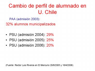 Cambio de perfil de alumnado en U' Chile