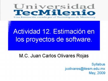 Actividad 12' Estimacin en los proyectos de software'