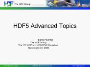HDF5 Advanced Topics