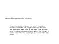 Money Management for Students PowerPoint PPT Presentation