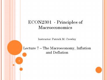 ECON2301 Principles of Macroeconomics