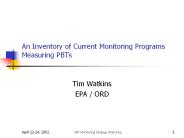 An Inventory of Current Monitoring Programs Measuring PBTs