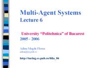 Multi-Agent Systems Lecture 6  University 