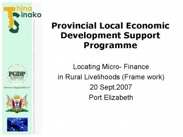 Provincial Local Economic Development Support Programme