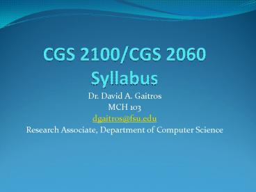 CGS 2100CGS 2060 Syllabus
