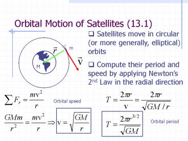 Orbital Motion of Satellites 13'1
