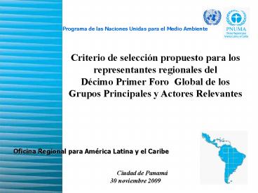 Criterio de seleccin propuesto para los representantes regionales del