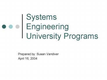 Systems Engineering University Programs
