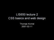 LIS650 lecture 2 CSS basics and web design
