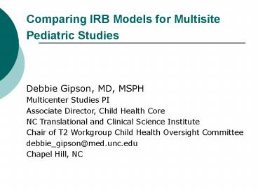 Comparing IRB Models for Multisite Pediatric Studies
