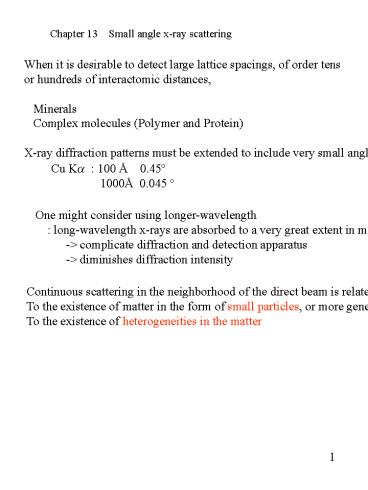 Chapter 13 Small angle xray scattering presentation | free to view