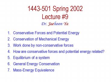 1443501 Spring 2002 Lecture