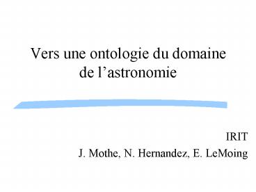 Vers une ontologie du domaine de l