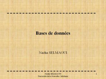Bases de donnes