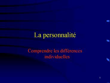 La personnalit