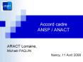 Accord cadre ANSP ANACT PowerPoint PPT Presentation