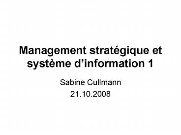 Management stratgique et systme dinformation 1