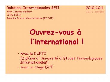 Relations Internationales GEII 20102011