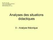 Analyses des situations didactiques