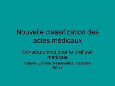 Nouvelle classification des actes m