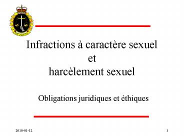 Infractions caractre sexuel et harclement sexuel