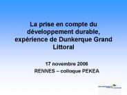 La prise en compte du d