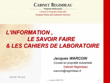 LINFORMATION , LE SAVOIR FAIRE