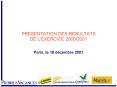 PRESENTATION DES RESULTATS DE LEXERCICE 20002001 PowerPoint PPT Presentation