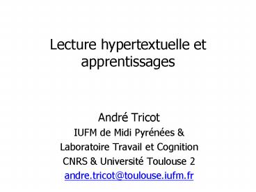 Lecture hypertextuelle et apprentissages