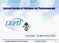 Journe Energie et Politiques de lEnvironnement PowerPoint PPT Presentation