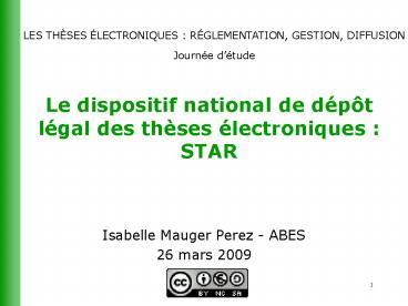 Le dispositif national de dpt lgal des thses lectroniques : STAR