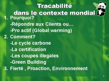 Tracabilit dans le contexte mondial