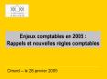 Enjeux comptables en 2005 : Rappels et nouvelles rgles comptables PowerPoint PPT Presentation