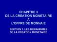 CHAPITRE 3 DE LA CREATION MONETAIRE A L'OFFRE DE MONNAIE PowerPoint PPT Presentation
