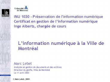 INU 1030 Prservation de l'information numrique