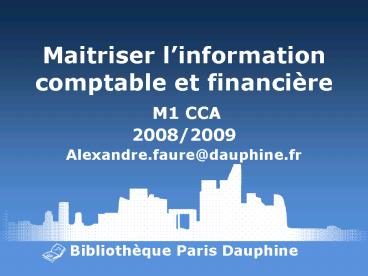 Maitriser linformation comptable et financire