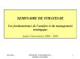 SEMINAIRE DE STRATEGIE Les fondamentaux de lanalyse et du management stratgique Anne Universitaire 2 PowerPoint PPT Presentation