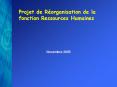 Projet de Rorganisation de la fonction Ressources Humaines PowerPoint PPT Presentation