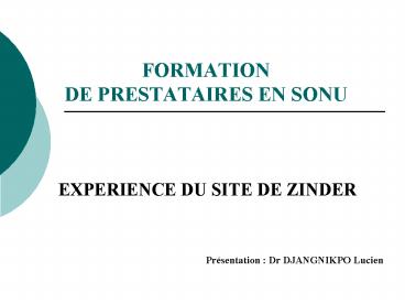 FORMATION DE PRESTATAIRES EN SONU