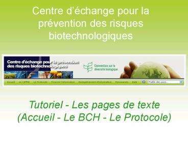 Tutoriel Les pages de texte Accueil Le BCH Le Protocole