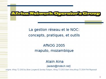 La gestion rseau et le NOC: