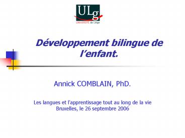 Dveloppement bilingue de lenfant'