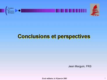 Conclusions et perspectives