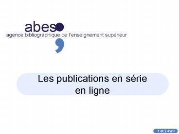 Les publications en srie en ligne