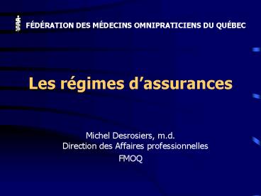 Les rgimes dassurances