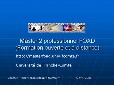 Master 2 professionnel FOAD Formation ouverte et distance