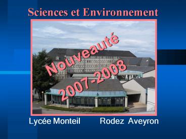 Sciences et Environnement
