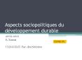 Aspects sociopolitiques du dveloppement durable PowerPoint PPT Presentation