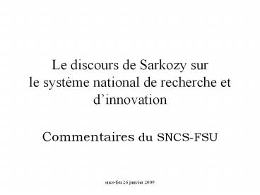 Le discours de Sarkozy sur le syst